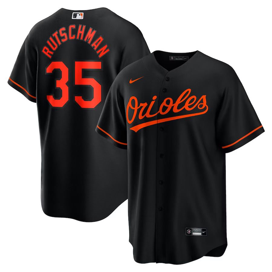 Men Baltimore Orioles #35 Adley Rutschman Nike Black Alternate Replica Player MLB Jersey